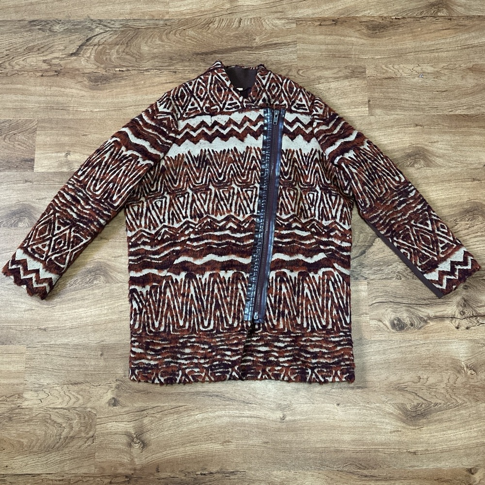 Free People Brown and Cream Knit Jacket